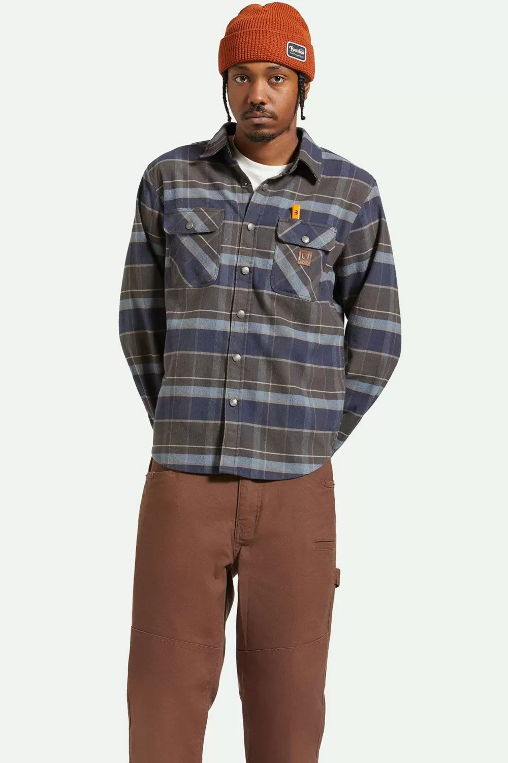 Brixton Builders Bowery Stretch Water Resistant L/S Flannel^ Button Ups | Flannels